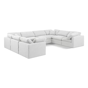 Meridian Furniture Indulge 140&quot Linen Fabric U-Shaped Modular Sectional in White