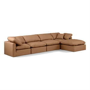 Meridian Furniture Indulge Vegan Leather L-Shaped Modular Sectional in Orange