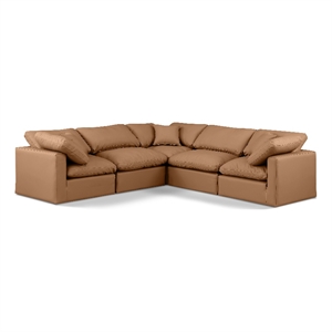 Meridian Furniture Indulge Vegan Leather L-Shaped Modular Sectional in Orange
