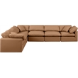 Meridian Furniture Indulge Vegan Leather L-Shaped Modular Sectional in Orange