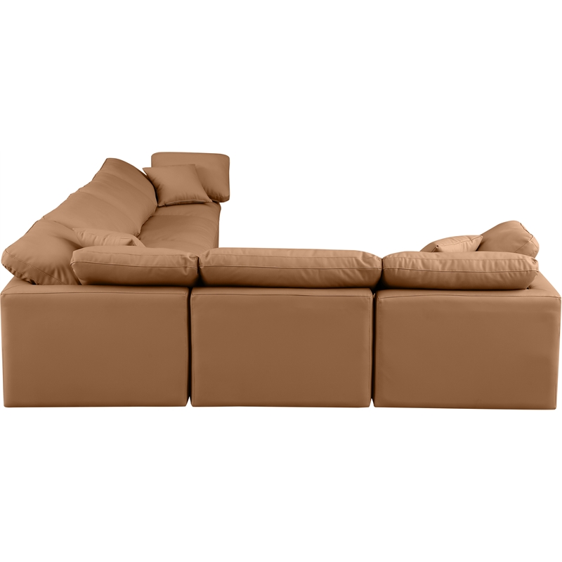 Meridian Furniture Indulge Vegan Leather L-Shaped Modular Sectional in Orange