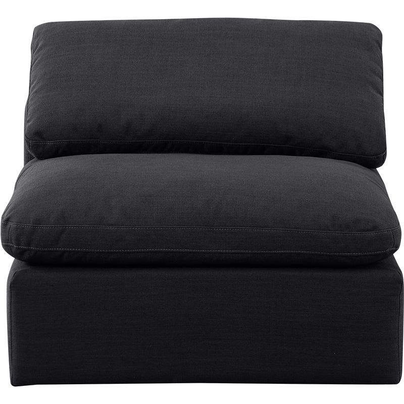 Meridian Furniture Indulge Contemporary Linen Fabric Armless Chair in Black