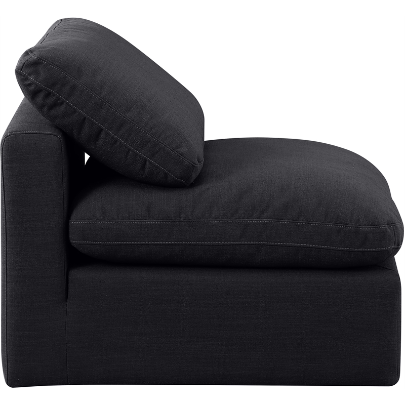 Meridian Furniture Indulge Contemporary Linen Fabric Armless Chair in Black