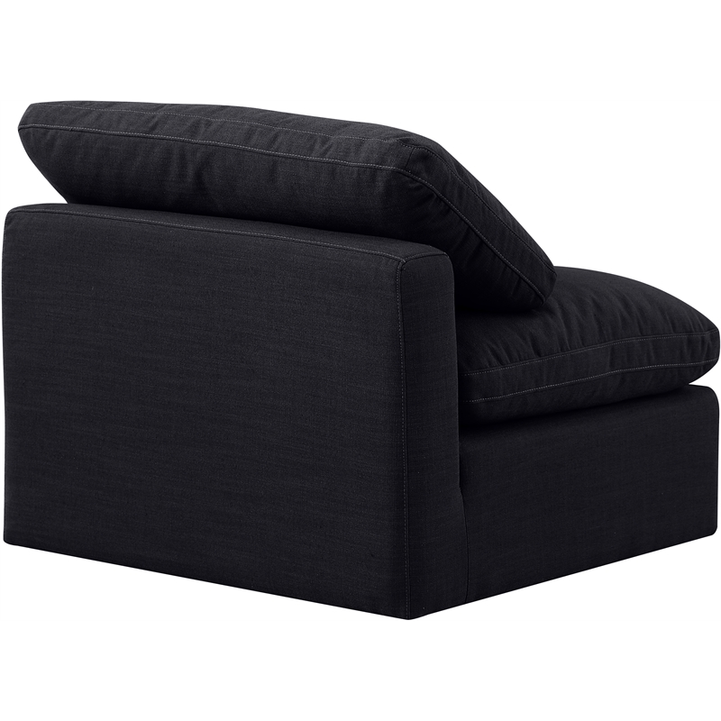 Meridian Furniture Indulge Contemporary Linen Fabric Armless Chair in Black