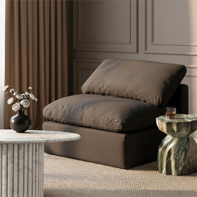 Meridian Furniture Indulge Contemporary Linen Fabric Armless Chair in Black