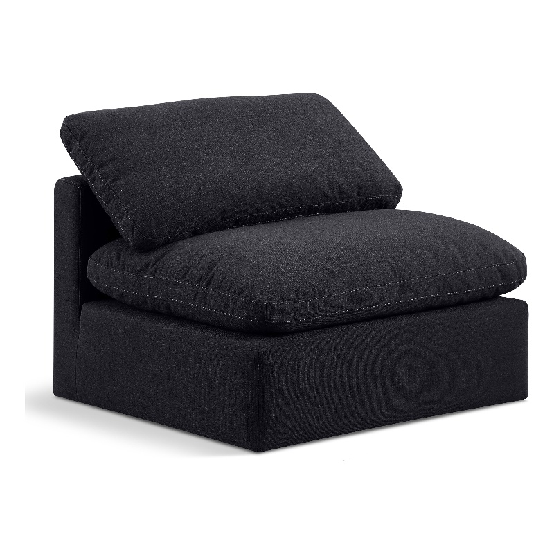 Meridian Furniture Indulge Contemporary Linen Fabric Armless Chair in Black