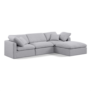 Meridian Furniture Indulge 105&quot Linen Fabric L-Shaped Modular Sectional in Gray