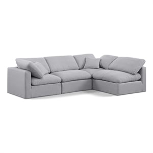 Meridian Furniture Indulge 129&quot Linen Fabric L-Shaped Modular Sectional in Gray