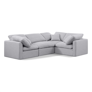 Meridian Furniture Indulge 123.5&quot Fabric L-Shaped Modular Sectional in Gray