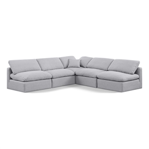 Meridian Furniture Indulge 169.5&quot Fabric L-Shaped Modular Sectional in Gray