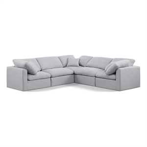 Meridian Furniture Indulge 158.5&quot Fabric L-Shaped Modular Sectional in Gray