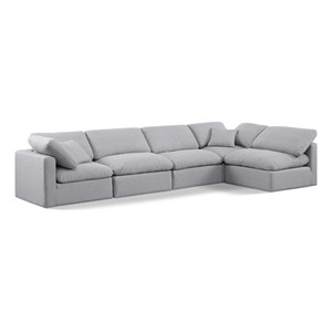Meridian Furniture Indulge 164&quot Linen Fabric L-Shaped Modular Sectional in Gray