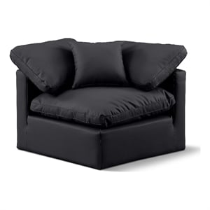 Meridian Furniture Indulge Contemporary Vegan Leather Corner Chair in Black