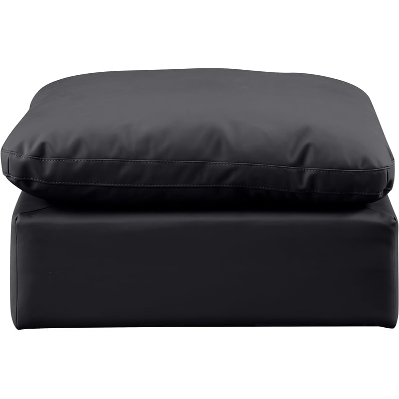 Meridian Furniture Indulge Contemporary Vegan Leather Ottoman in Black