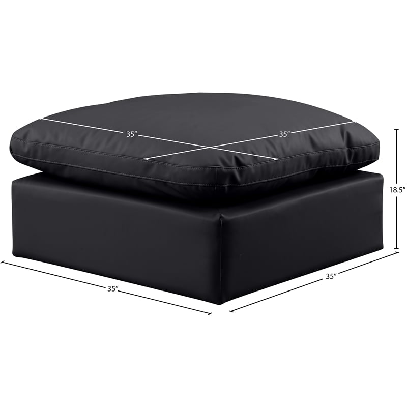 Meridian Furniture Indulge Contemporary Vegan Leather Ottoman in Black