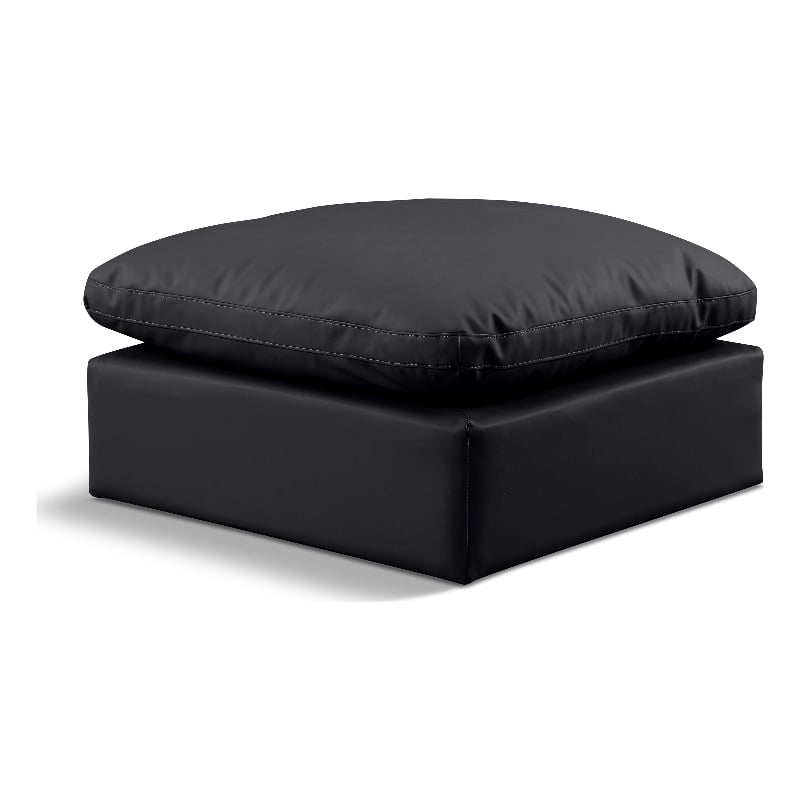 Meridian Furniture Indulge Contemporary Vegan Leather Ottoman in Black