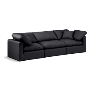 Meridian Furniture Indulge 105&quot Contemporary Vegan Leather Modular Sofa in Black