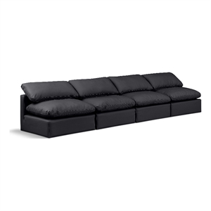 Meridian Furniture Indulge 140&quot Vegan Leather Modular Sofa in Black