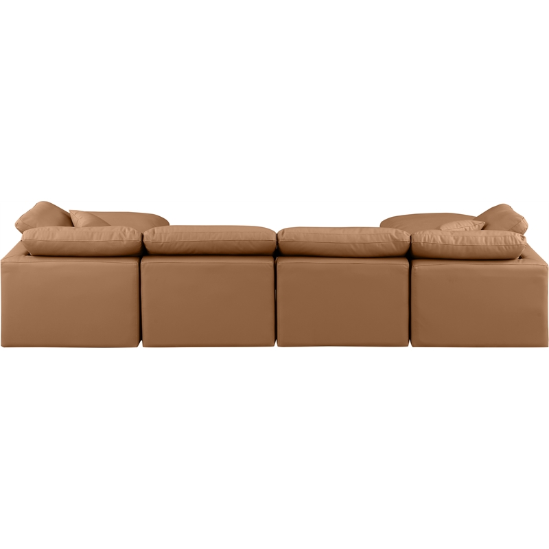 Meridian Furniture Indulge Vegan Leather U-Shaped Modular Sectional in Orange