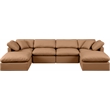 Meridian Furniture Indulge Vegan Leather U-Shaped Modular Sectional in Orange