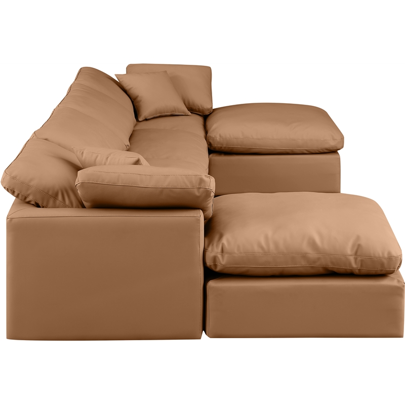 Meridian Furniture Indulge Vegan Leather U-Shaped Modular Sectional in Orange