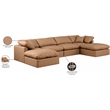 Meridian Furniture Indulge Vegan Leather U-Shaped Modular Sectional in Orange