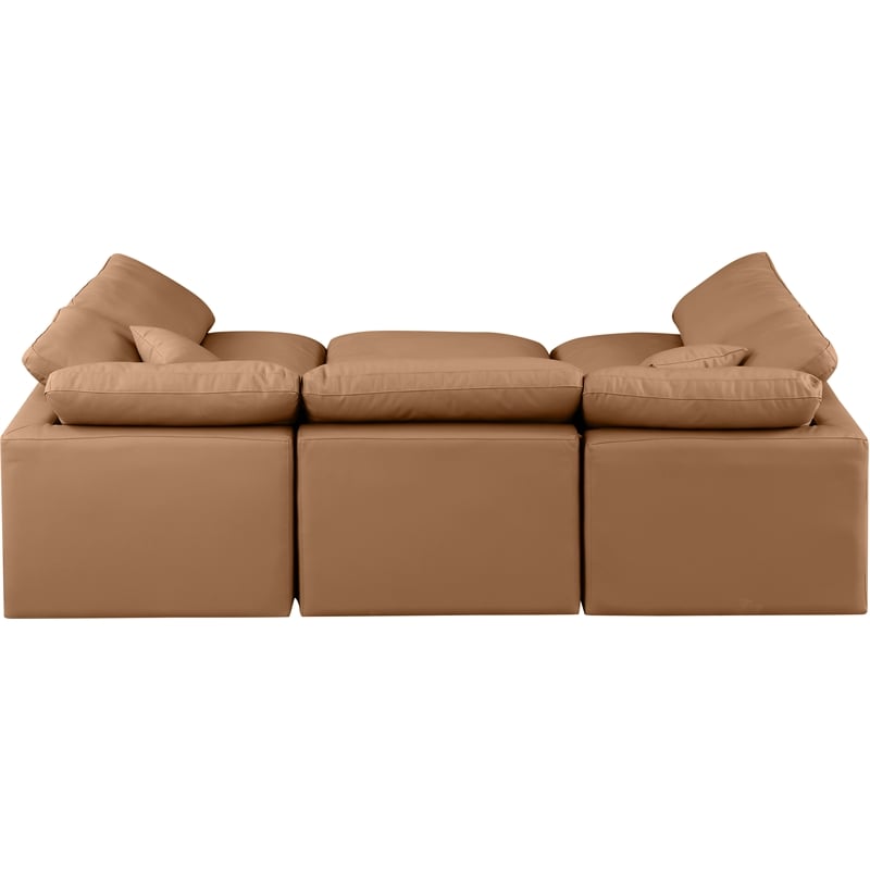 Meridian Furniture Indulge Vegan Leather U-Shaped Modular Sectional in Orange