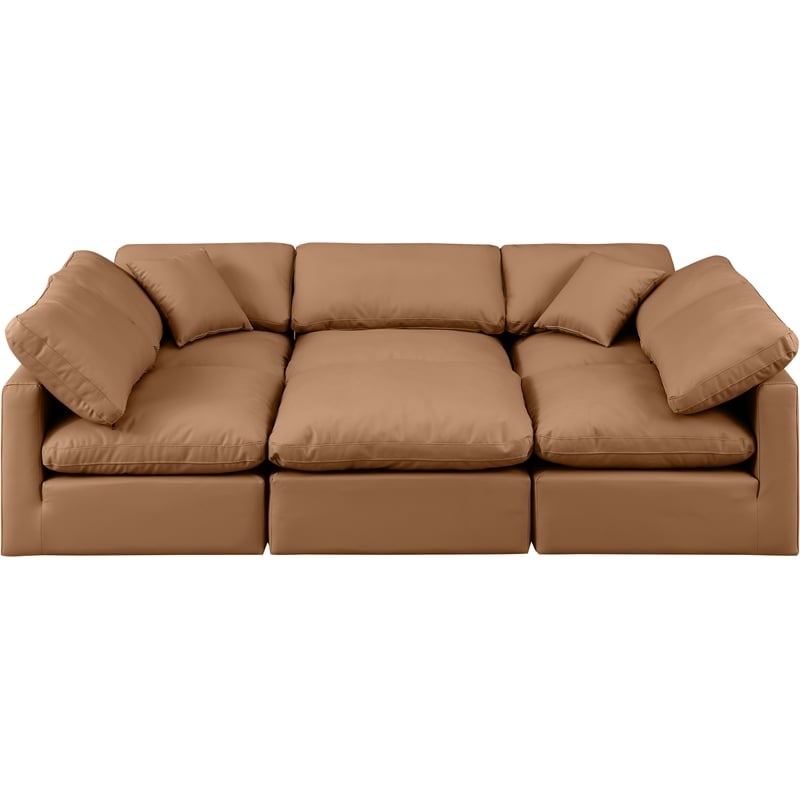 Meridian Furniture Indulge Vegan Leather U-Shaped Modular Sectional in Orange