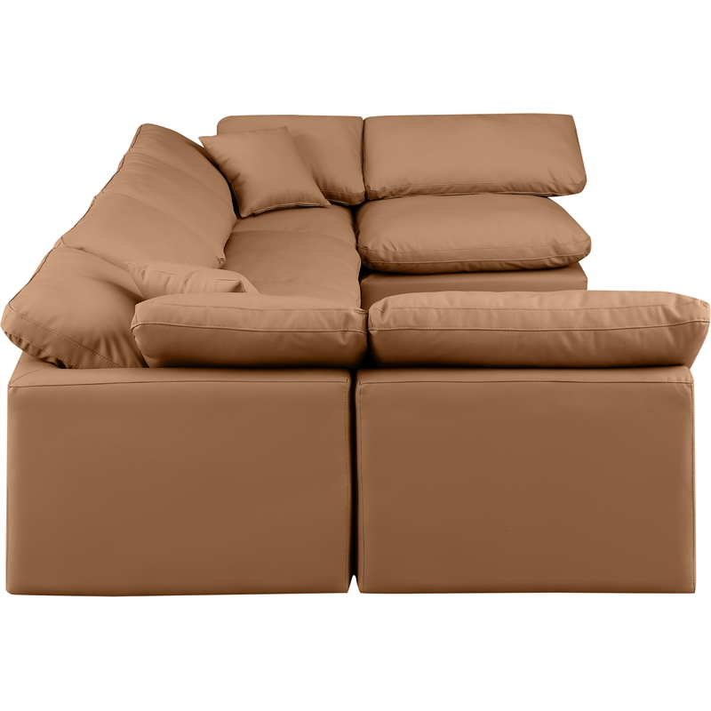 Meridian Furniture Indulge Vegan Leather U-Shaped Modular Sectional in Orange