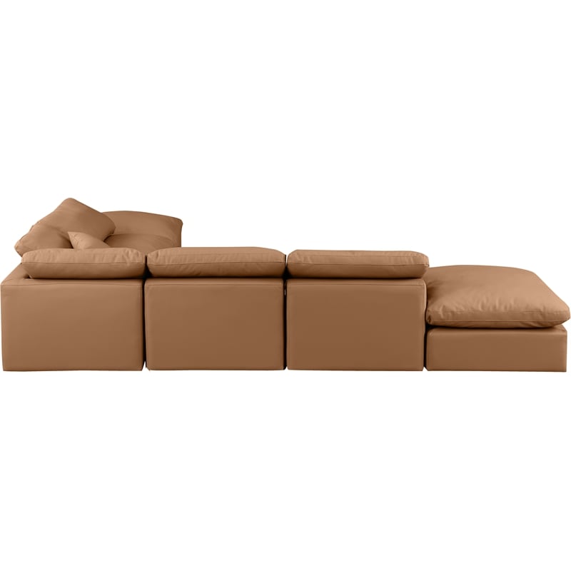 Meridian Furniture Indulge Vegan Leather U-Shaped Modular Sectional in Orange