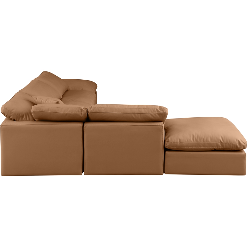 Meridian Furniture Indulge Vegan Leather U-Shaped Modular Sectional in Orange