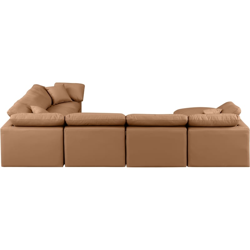 Meridian Furniture Indulge Vegan Leather U-Shaped Modular Sectional in Orange