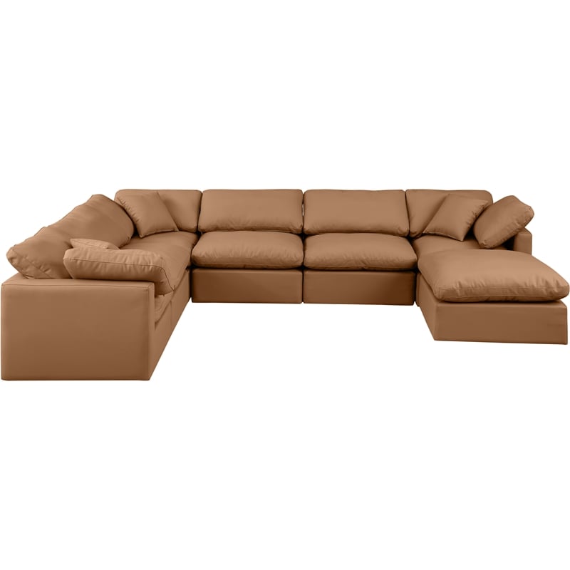 Meridian Furniture Indulge Vegan Leather U-Shaped Modular Sectional in Orange