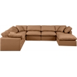 Meridian Furniture Indulge Vegan Leather U-Shaped Modular Sectional in Orange