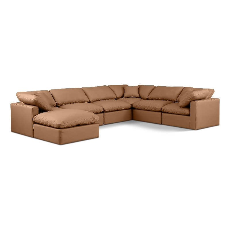 Meridian Furniture Indulge Vegan Leather U-Shaped Modular Sectional in Orange