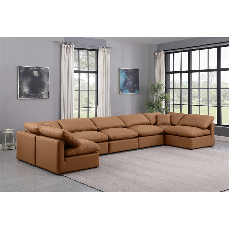 Meridian Furniture Indulge Vegan Leather U-Shaped Modular Sectional in Orange