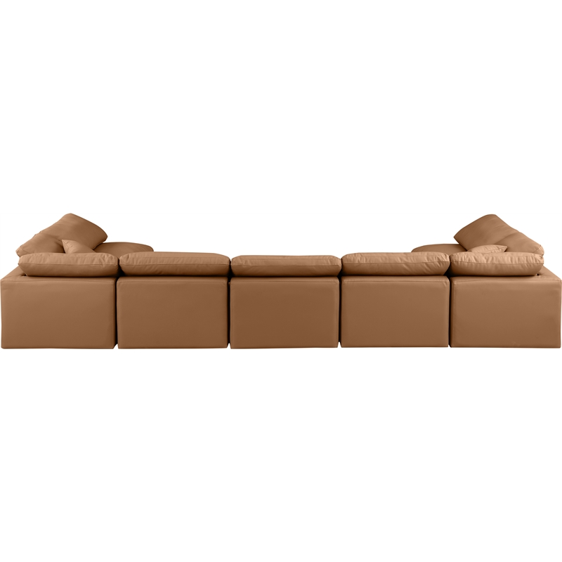 Meridian Furniture Indulge Vegan Leather U-Shaped Modular Sectional in Orange