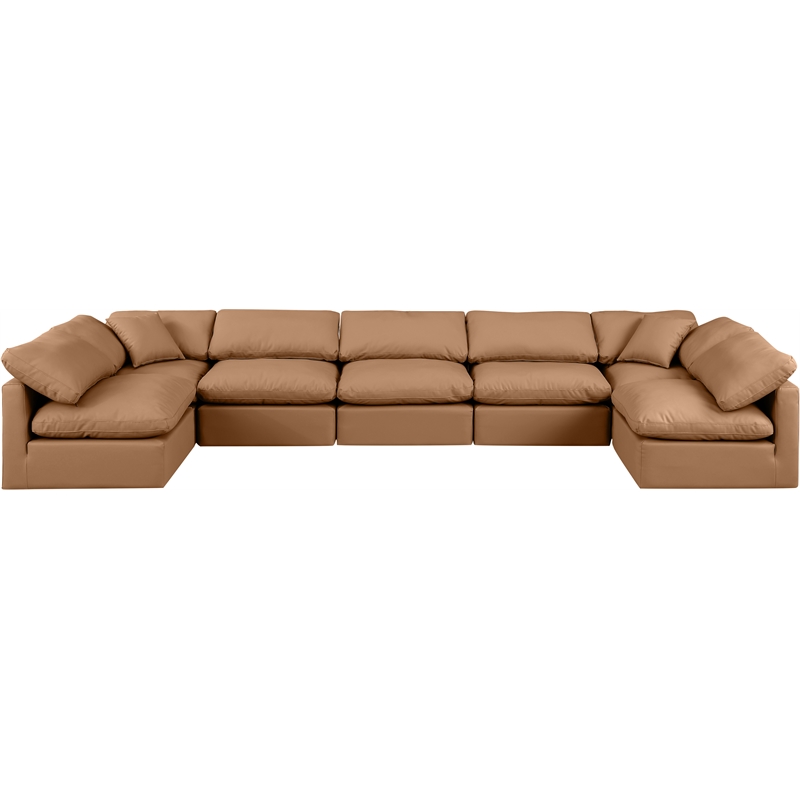 Meridian Furniture Indulge Vegan Leather U-Shaped Modular Sectional in Orange