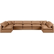 Meridian Furniture Indulge Vegan Leather U-Shaped Modular Sectional in Orange