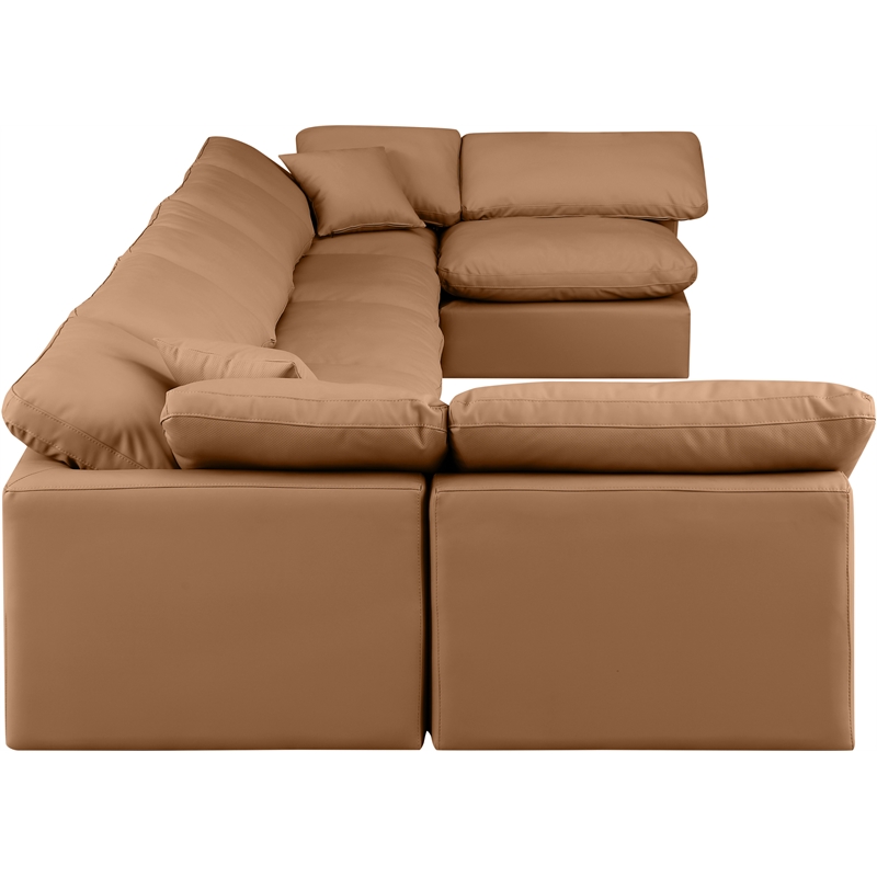 Meridian Furniture Indulge Vegan Leather U-Shaped Modular Sectional in Orange