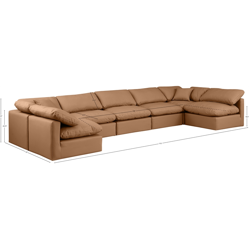 Meridian Furniture Indulge Vegan Leather U-Shaped Modular Sectional in Orange