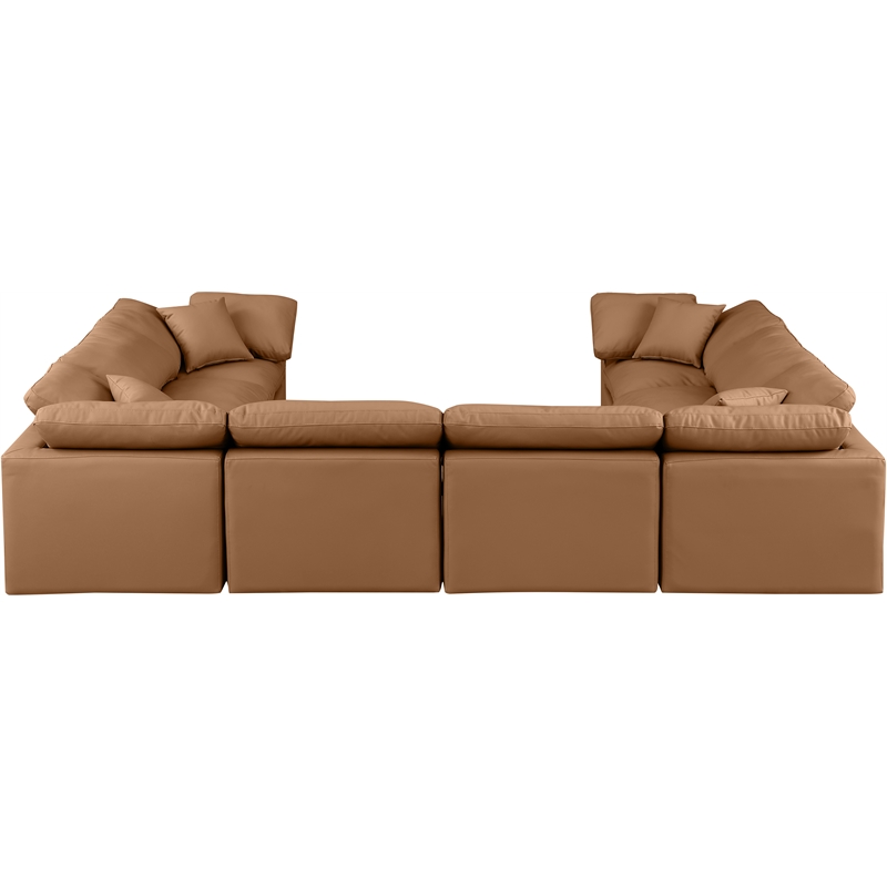 Meridian Furniture Indulge Vegan Leather U-Shaped Modular Sectional in Orange