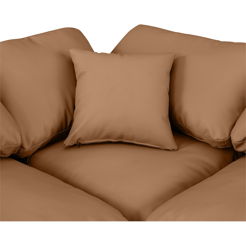 Meridian Furniture Indulge Vegan Leather U-Shaped Modular Sectional in Orange