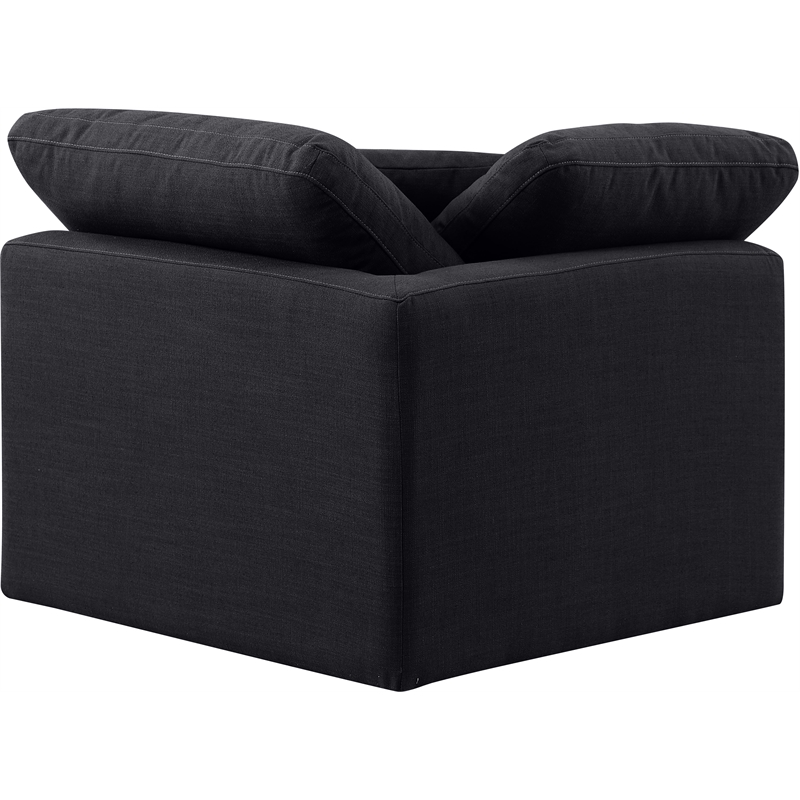 Meridian Furniture Indulge Contemporary Linen Fabric Corner Chair in Black