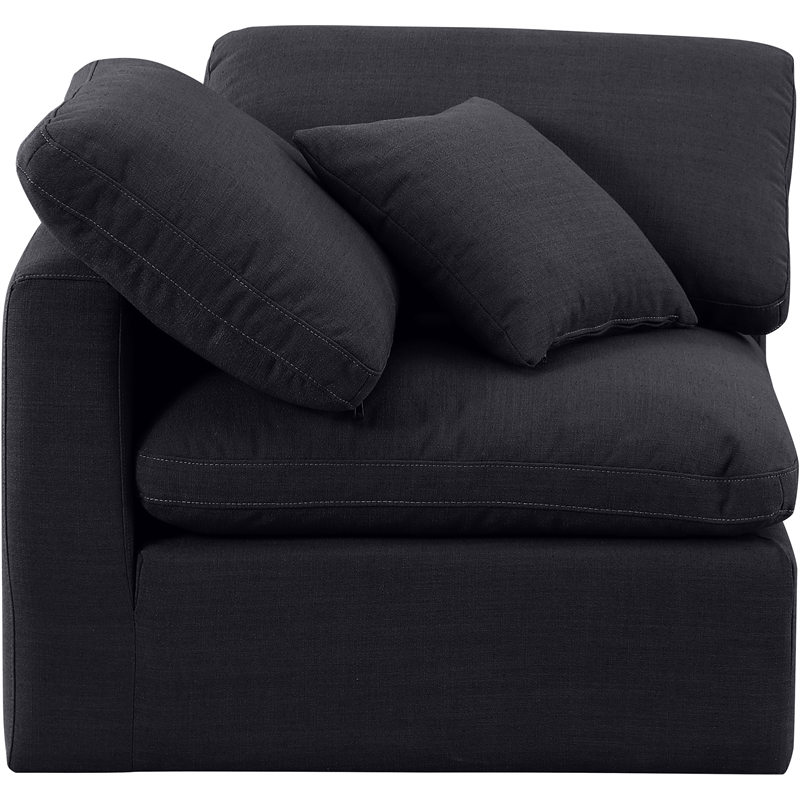 Meridian Furniture Indulge Contemporary Linen Fabric Corner Chair in Black