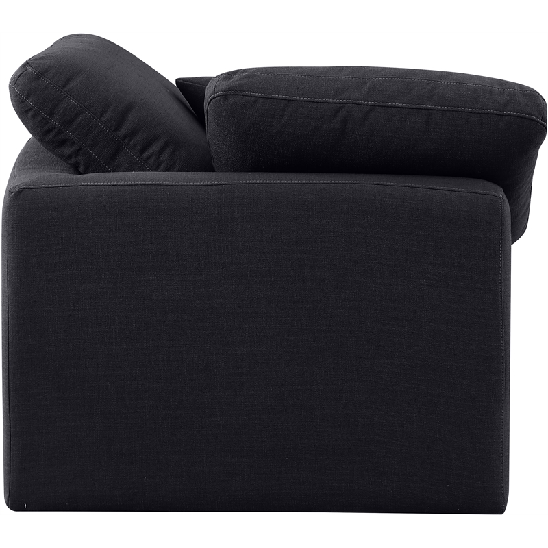 Meridian Furniture Indulge Contemporary Linen Fabric Corner Chair in Black