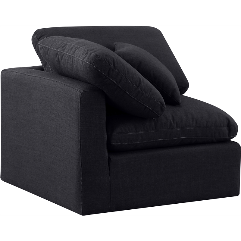 Meridian Furniture Indulge Contemporary Linen Fabric Corner Chair in Black