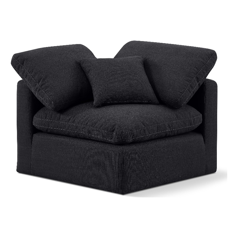 Meridian Furniture Indulge Contemporary Linen Fabric Corner Chair in Black