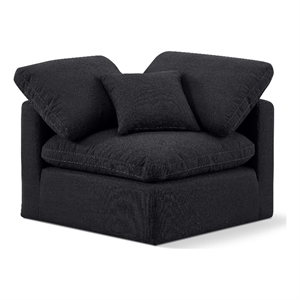 Meridian Furniture Indulge Contemporary Linen Fabric Corner Chair in Black