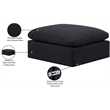 Meridian Furniture Indulge Contemporary Linen Fabric Ottoman in Black